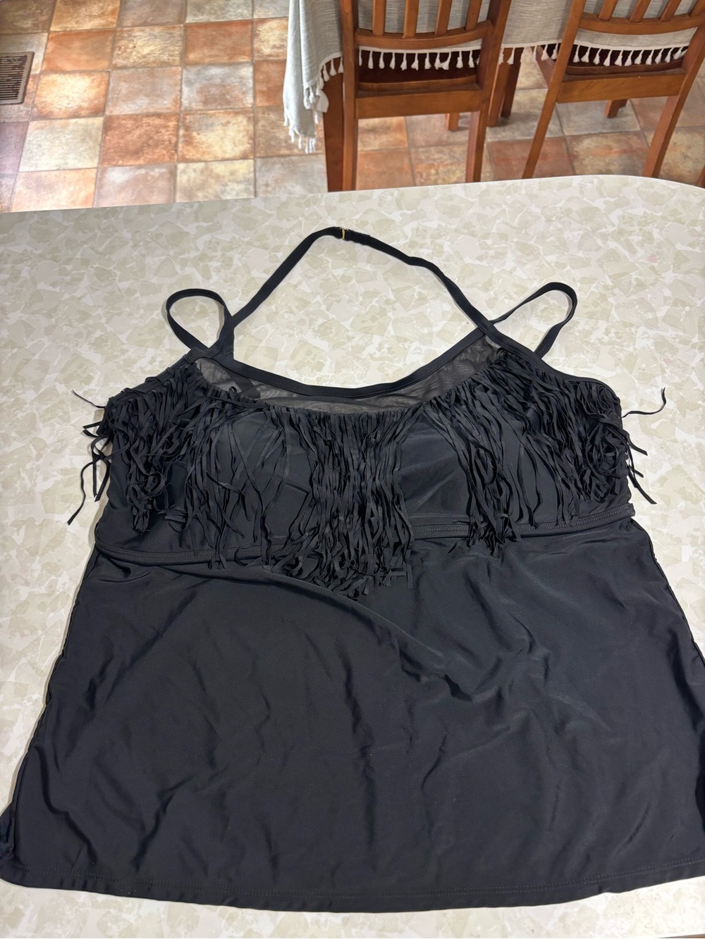 Catalina Black Fringe Swim Camisole